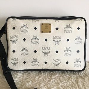 Vintage MCM Navy Blue and White Visetos Bag